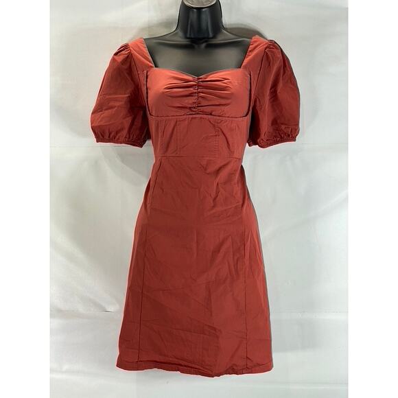 MADE BY MISHOW Women's Red Puff Sleeve Square Neck Mini Dress SZ L - Picture 1 of 7